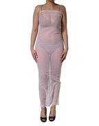 White Sheer Nylon Stretch Sheath Maxi Dress