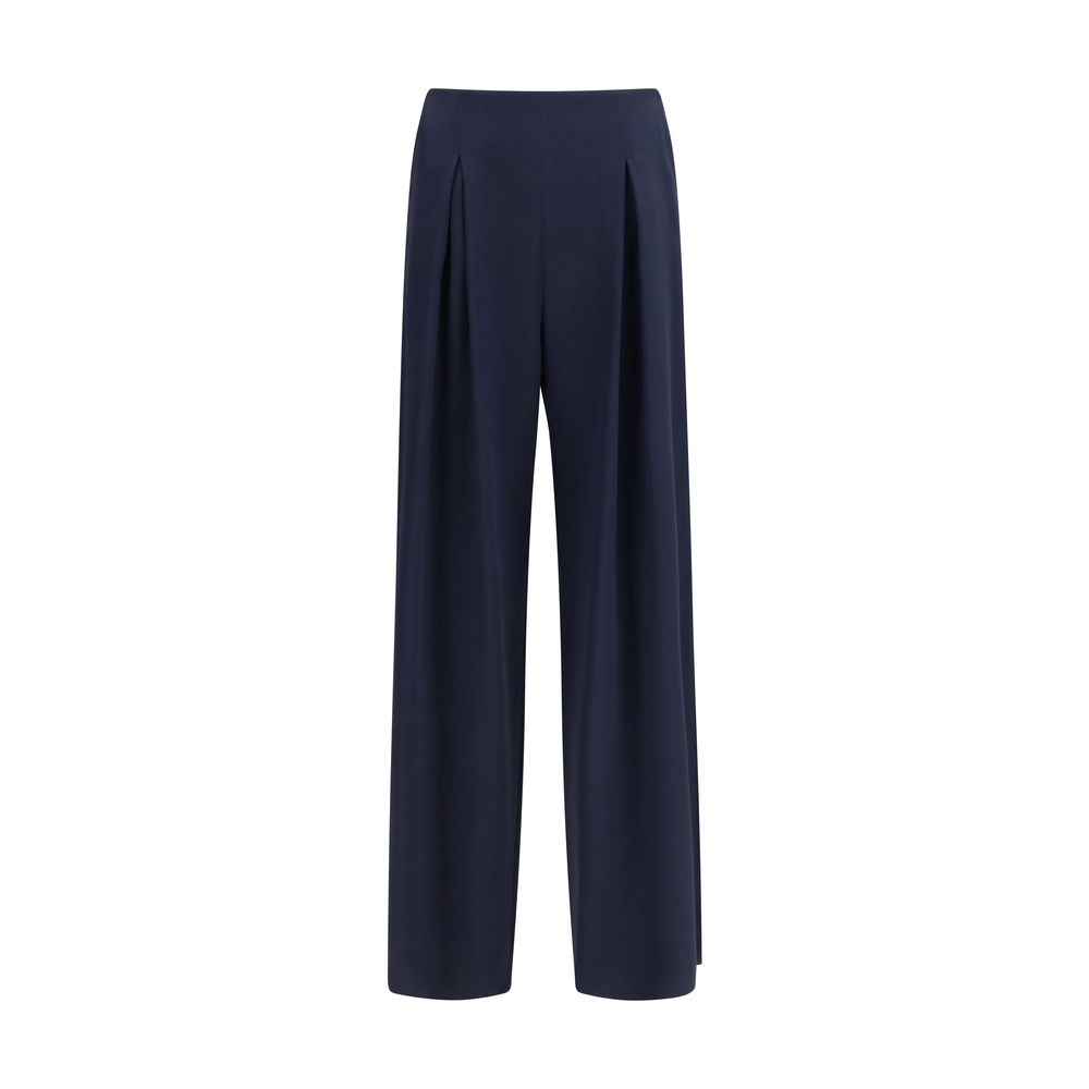 Blue Silk Casual Pants