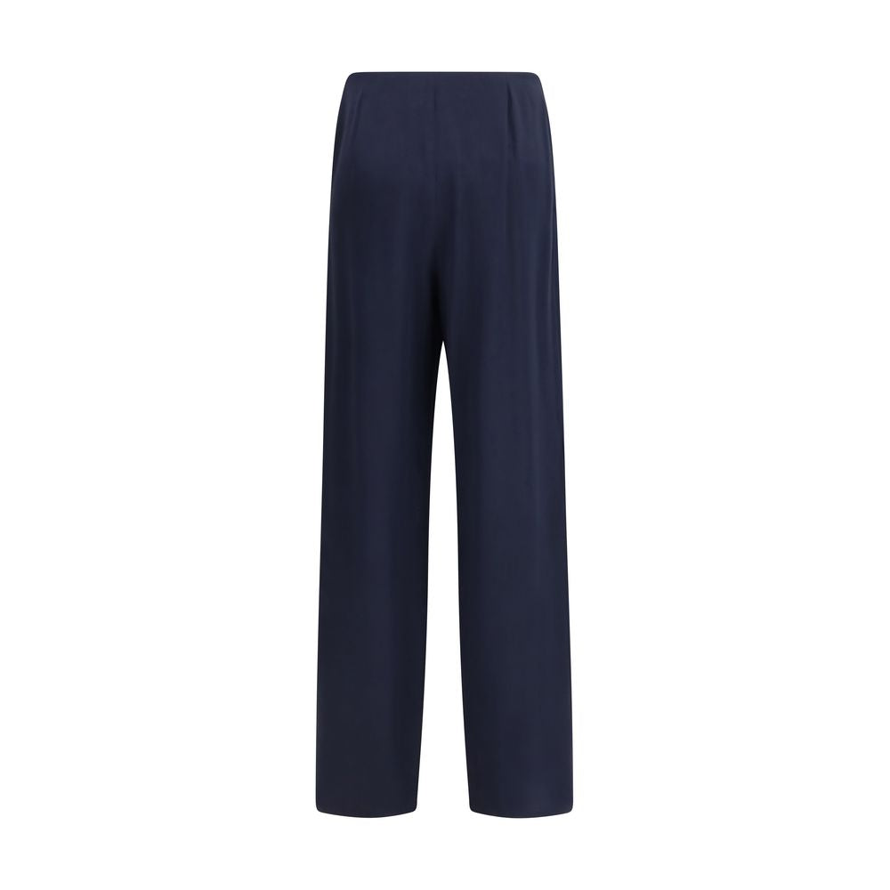 Blue Silk Casual Pants