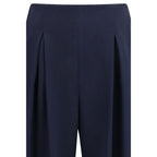Blue Silk Casual Pants