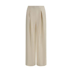 Beige Silk Casual Pants