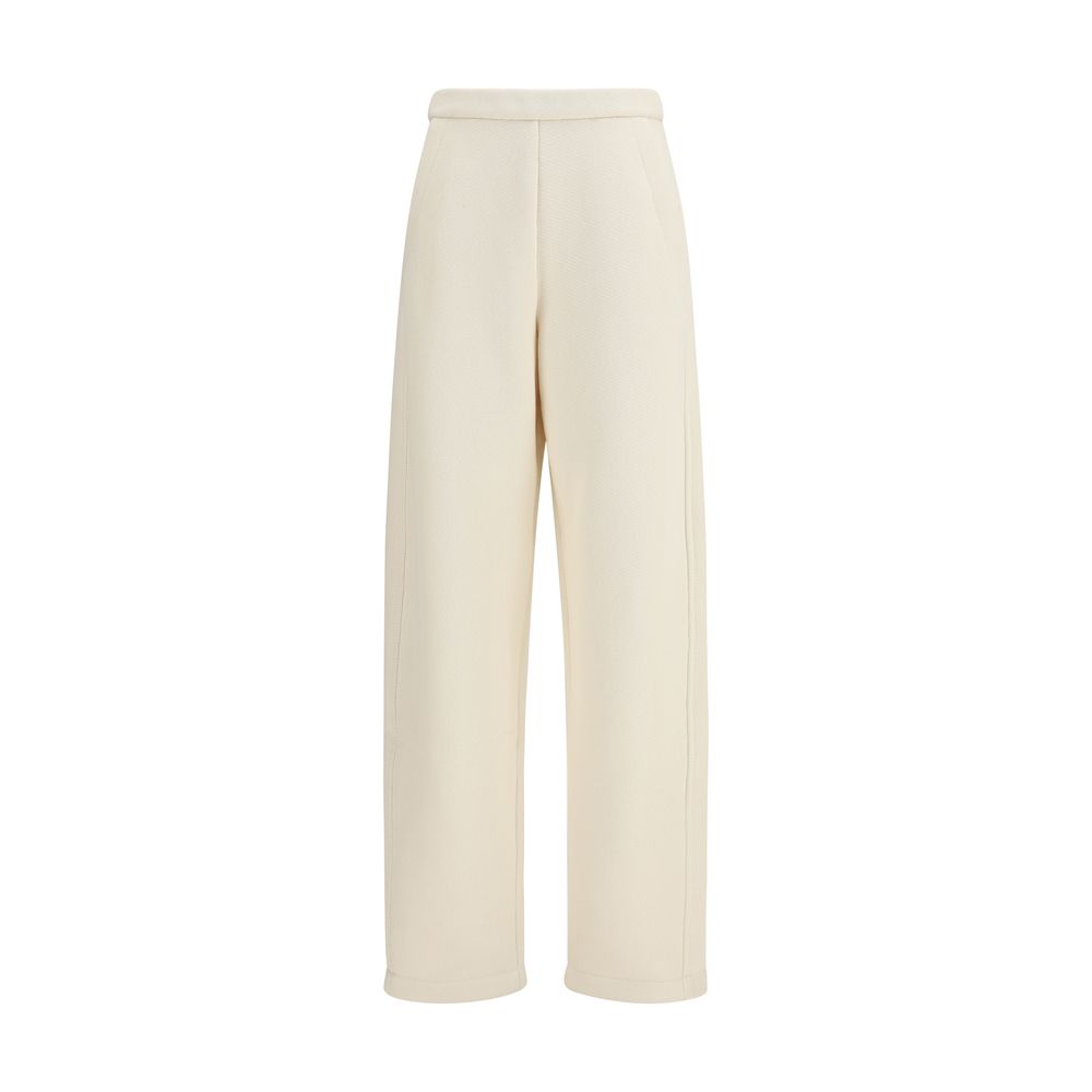 Beige Cotton Casual Pants