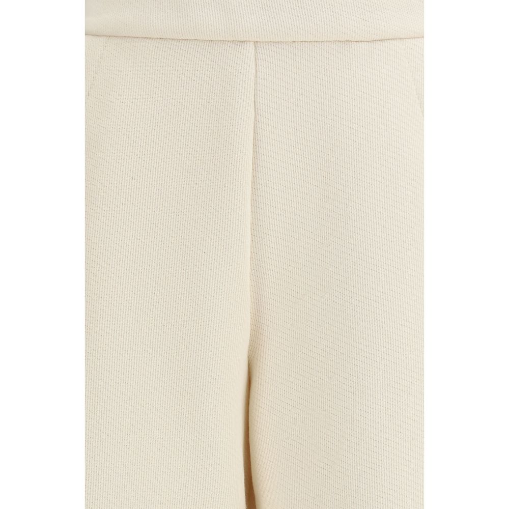 Beige Cotton Casual Pants