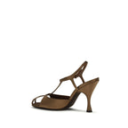 Brown Silk Strap-On Sandals