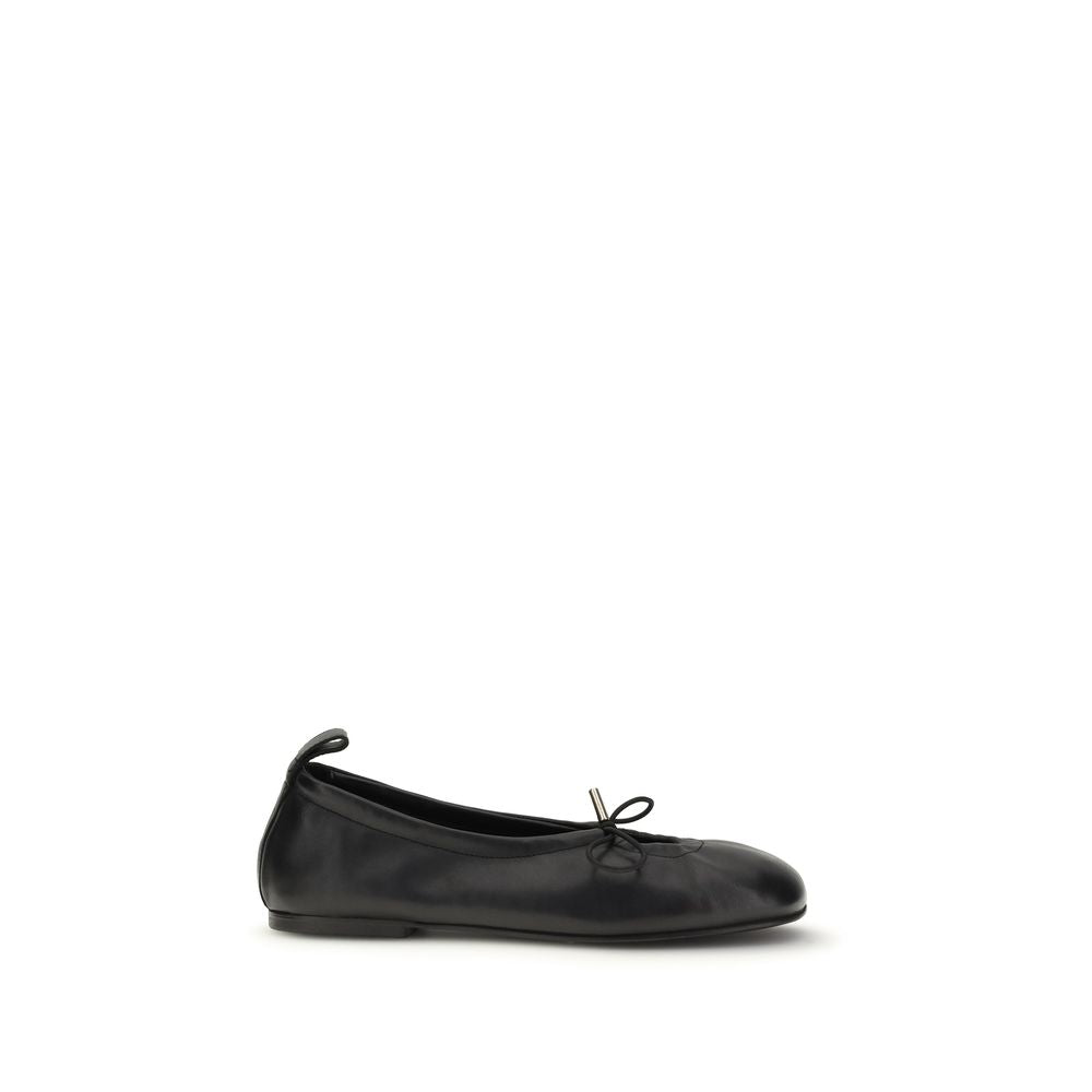 Black Calf Leather Bos Taurus Ballet Flats