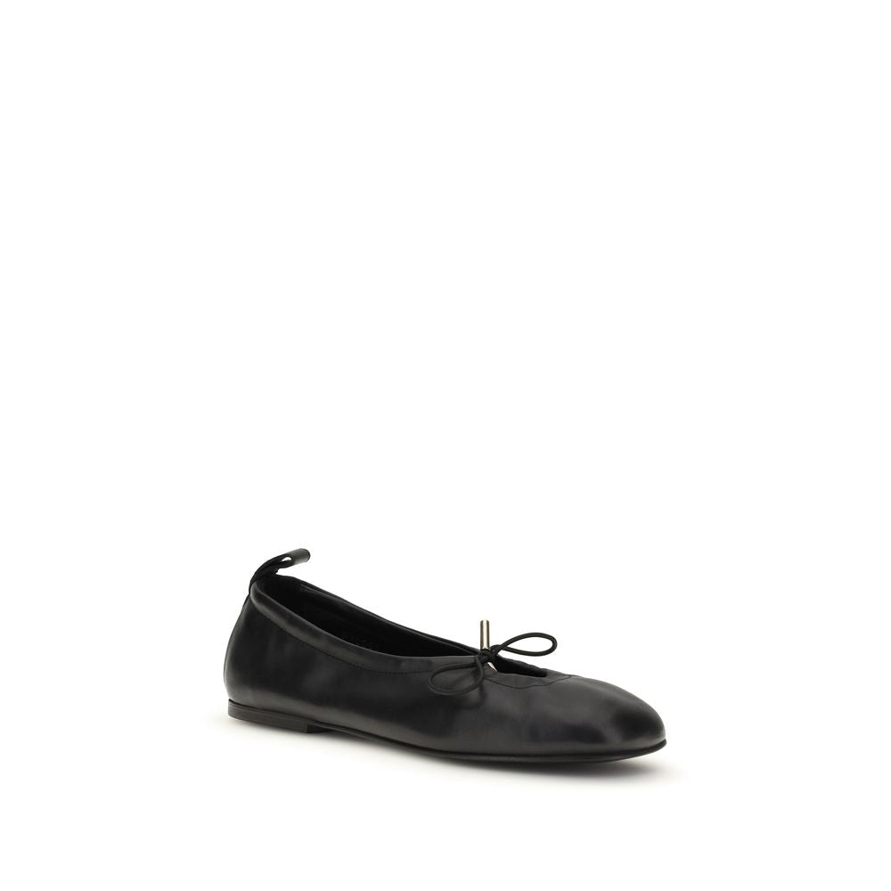 Black Calf Leather Bos Taurus Ballet Flats