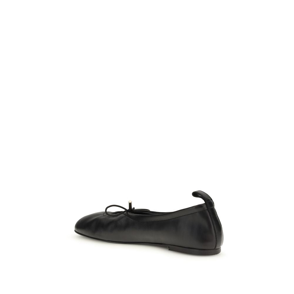 Black Calf Leather Bos Taurus Ballet Flats