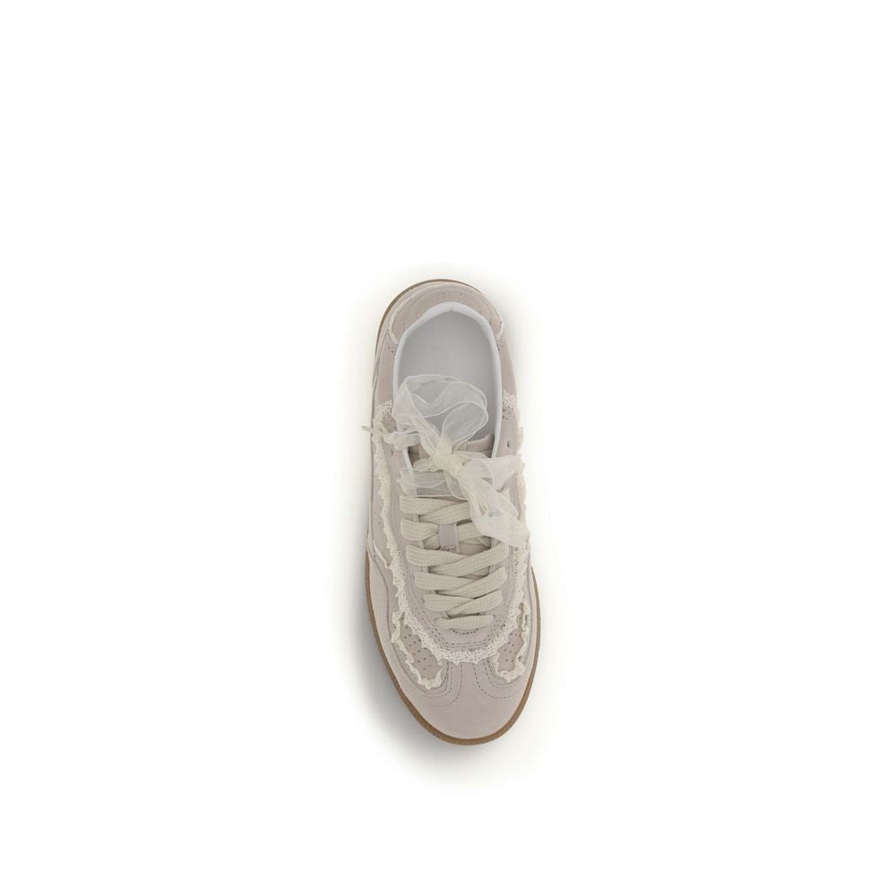 Beige Calf Leather Bos Taurus Low Top Sneakers