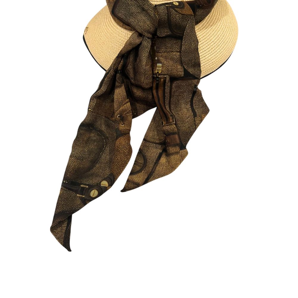Beige Papier Women Hat With Scarf