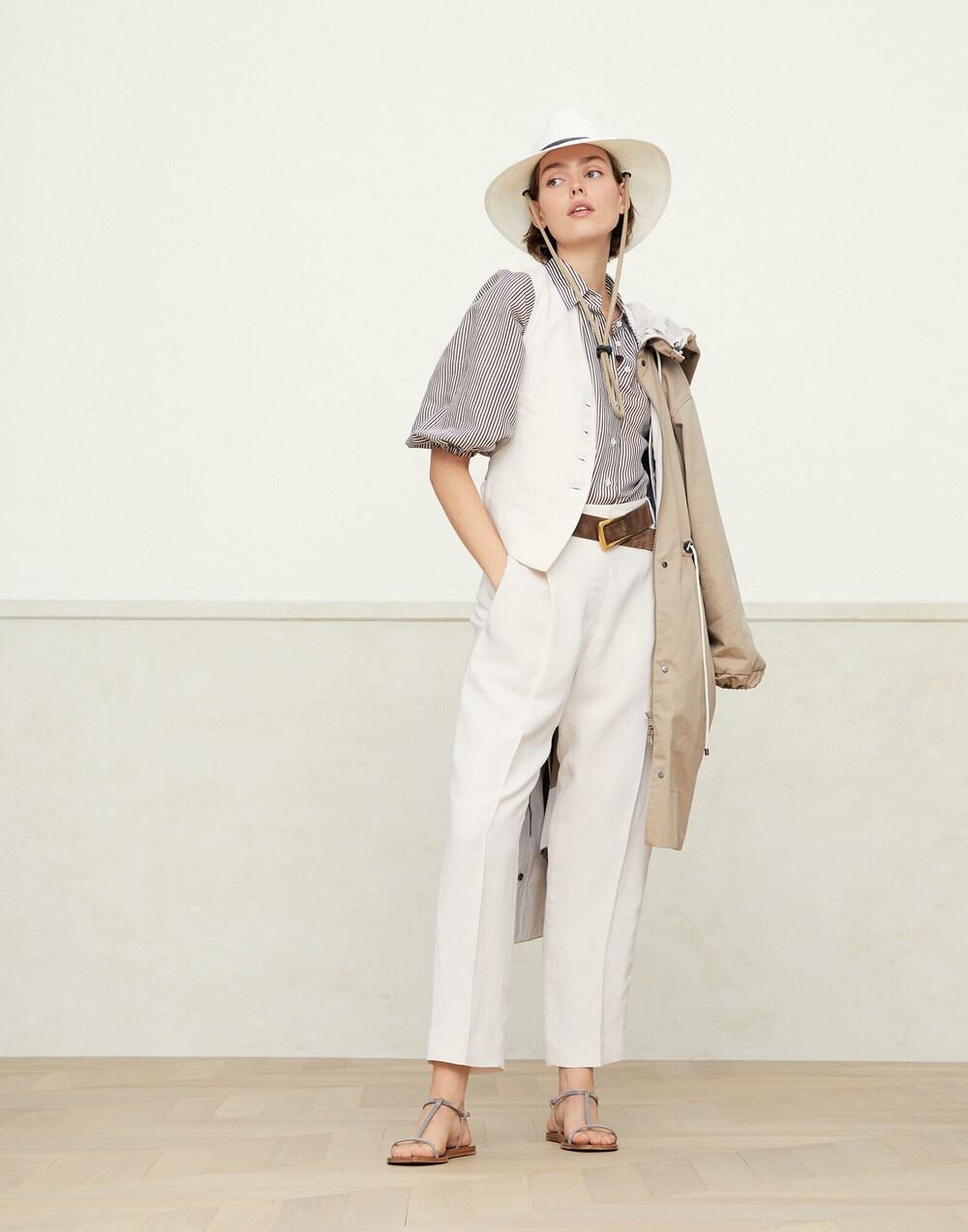 Beige Viscose Sleveless Jacket