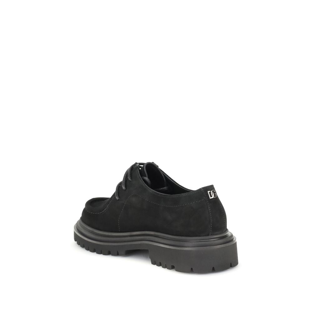 Black Crust Leather Oxfords And Derbies