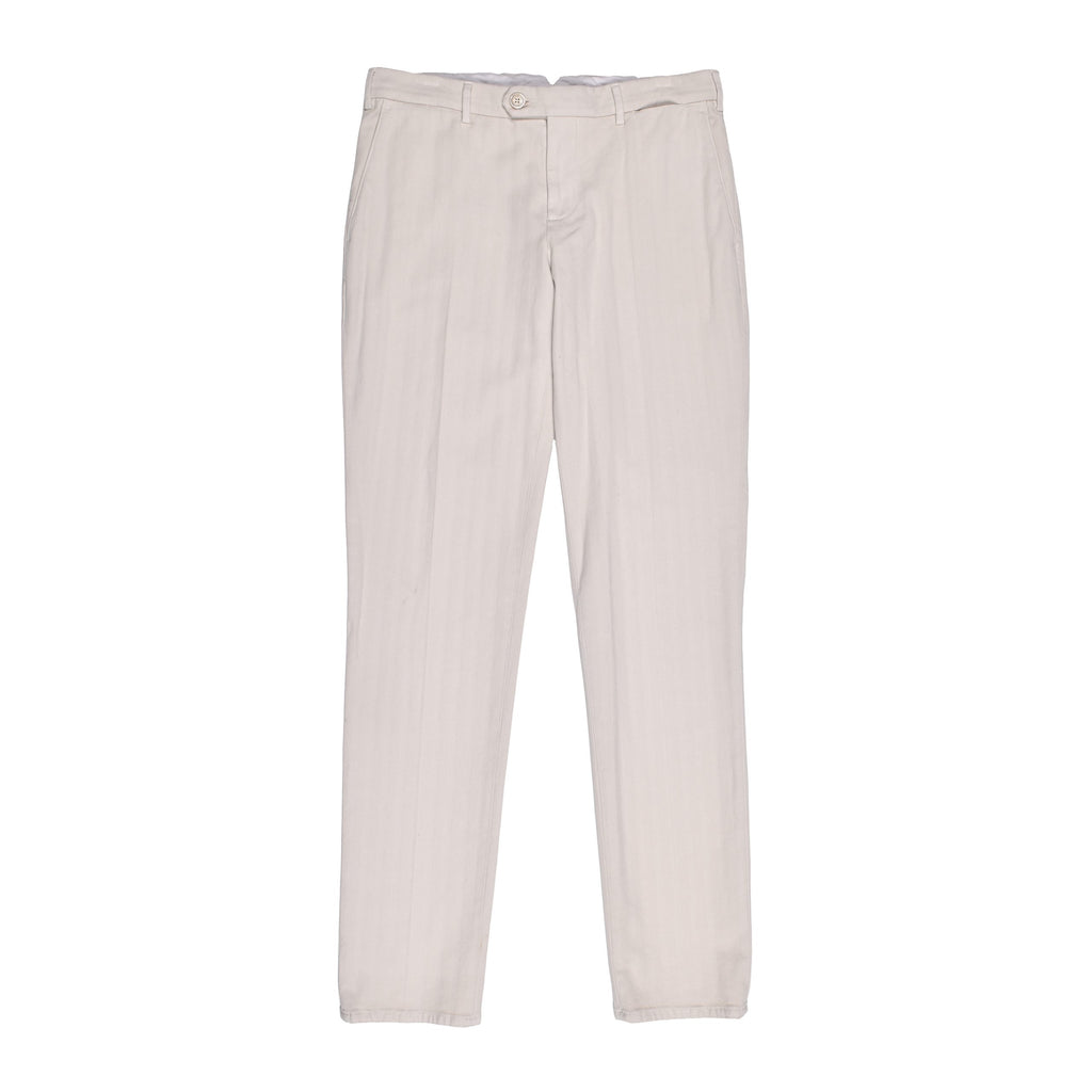 Beige Cotton Casual Pants
