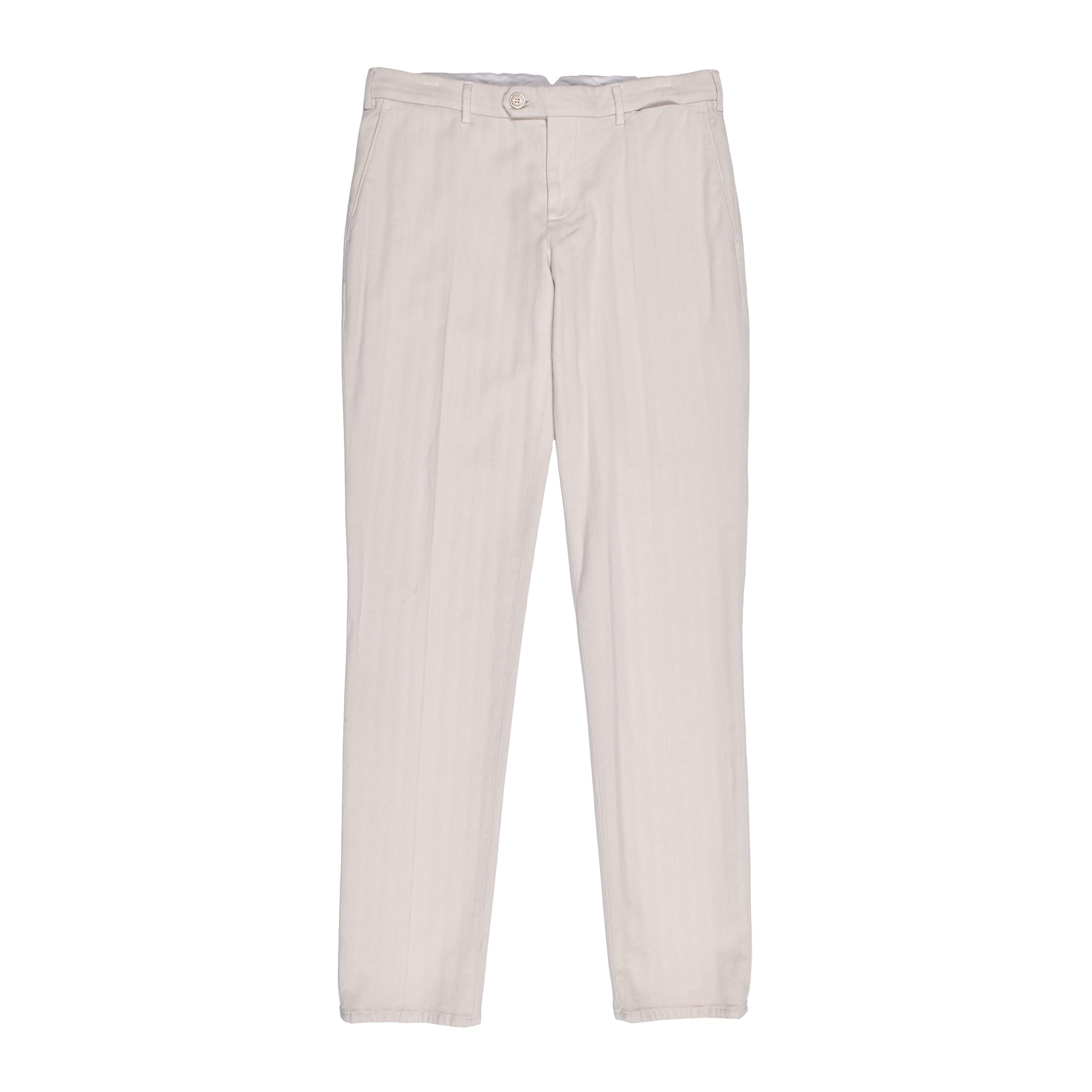 Beige Cotton Casual Pants