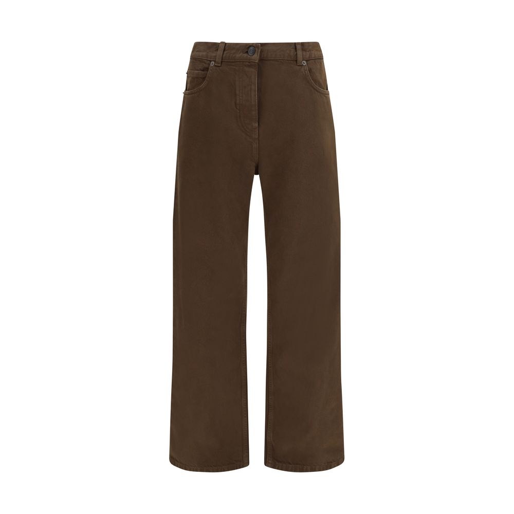 Brown Cotton Straight-Leg Jeans