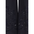 Blue Cotton Casual Pants