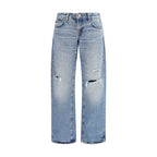Blue Cotton Straight-Leg Jeans