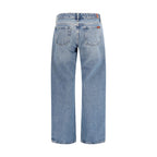 Blue Cotton Straight-Leg Jeans