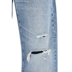 Blue Cotton Straight-Leg Jeans