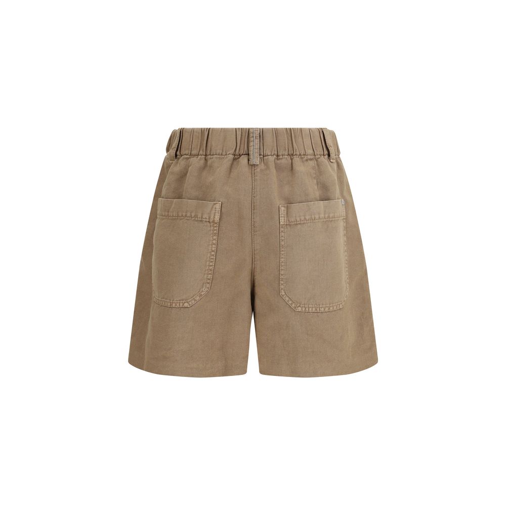 Beige Cotton Bermuda Shorts