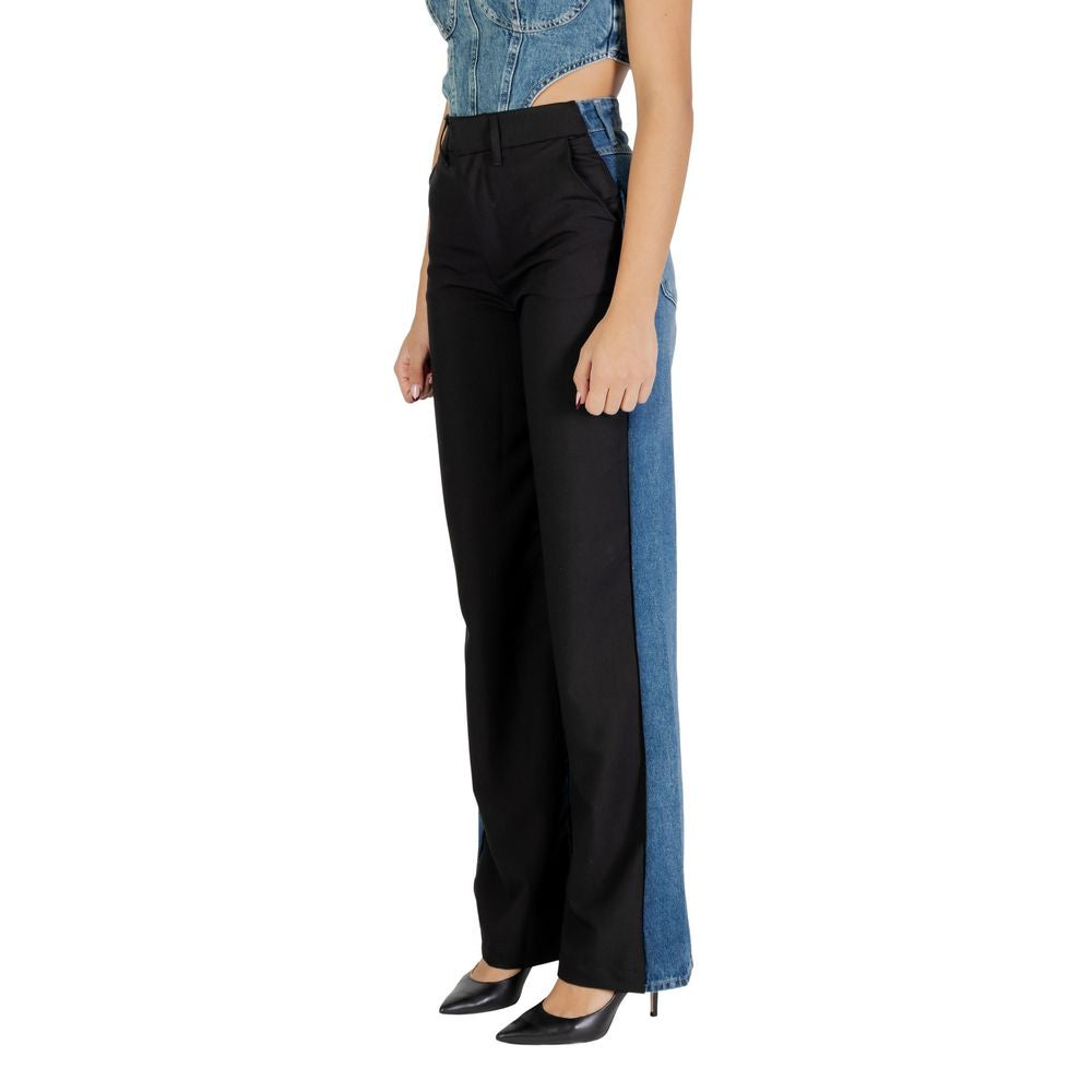 Black Polyester Mom Jeans