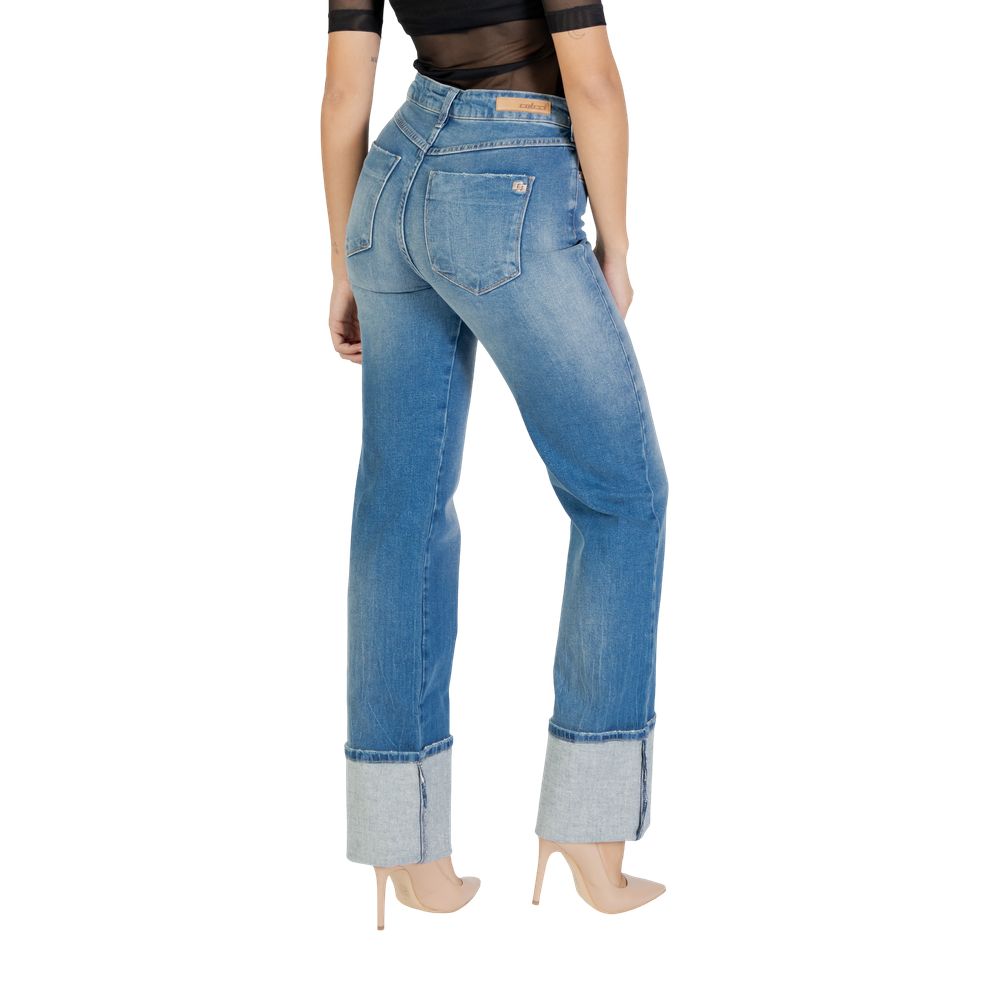 Blue Cotton Bootcut Jeans