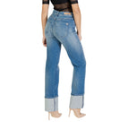 Blue Cotton Bootcut Jeans