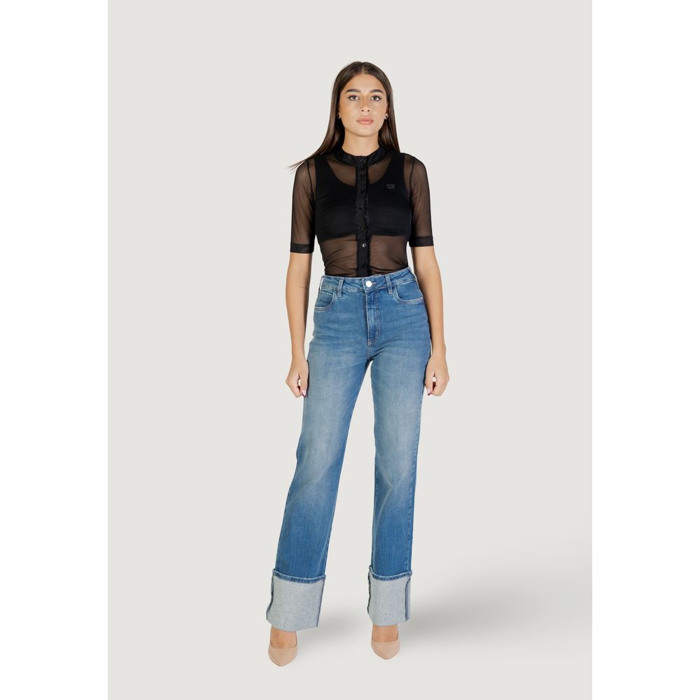 Blue Cotton Bootcut Jeans