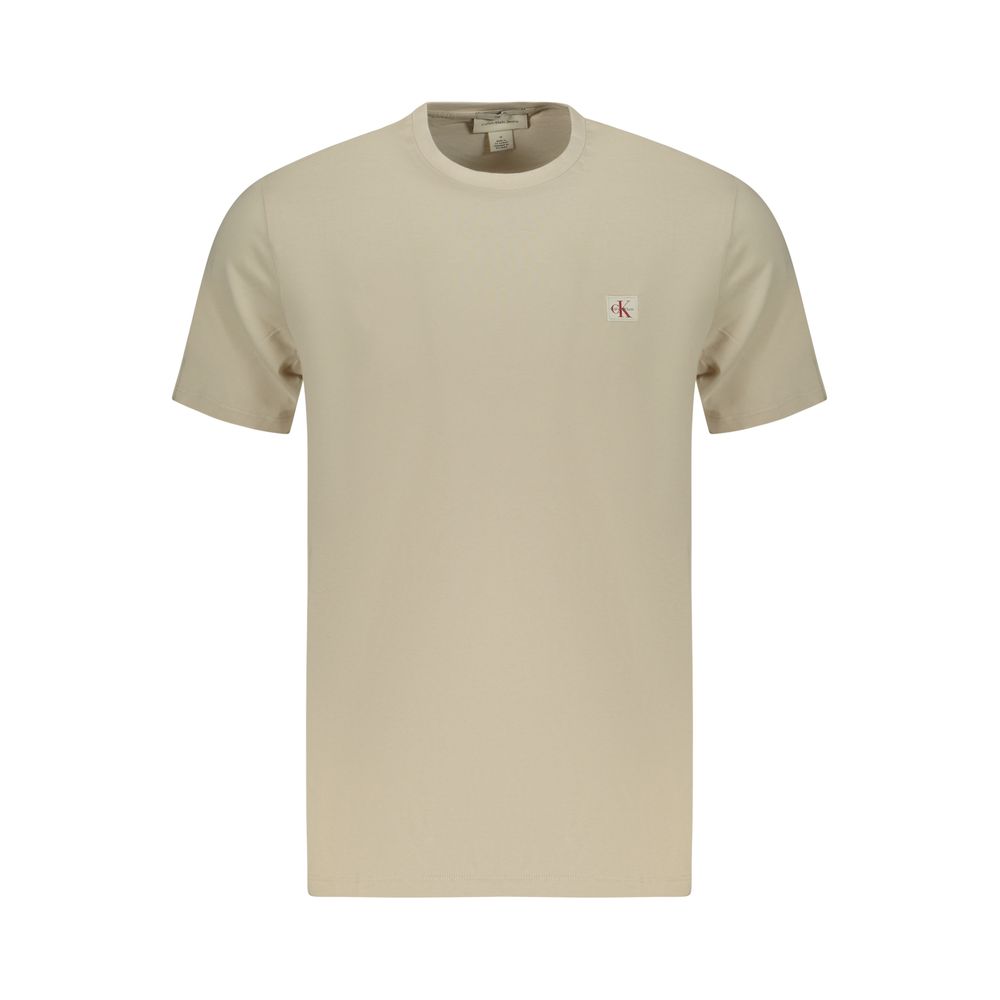 Beige Cotton Men T-Shirt