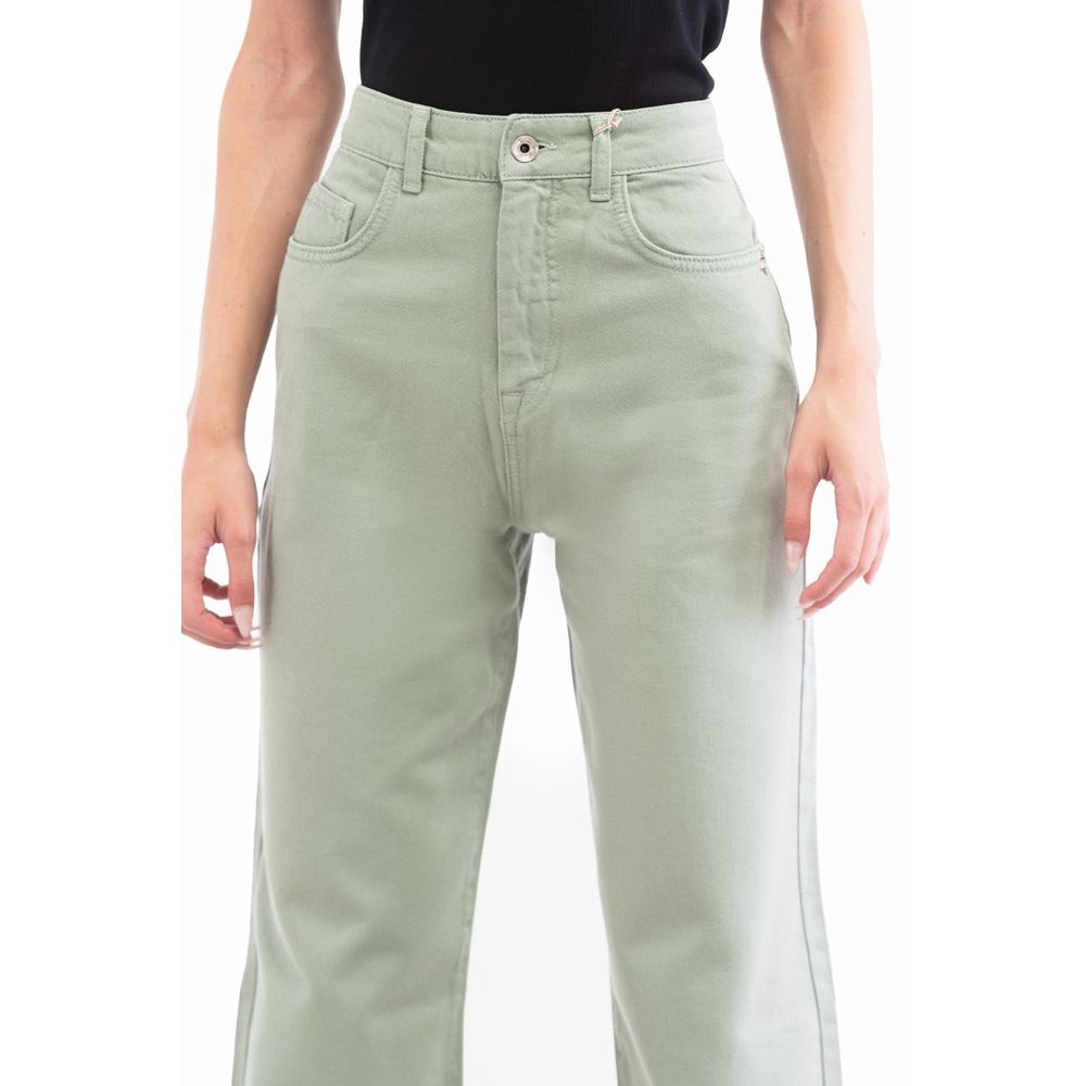 Green Cotton Casual Pants