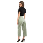 Green Cotton Casual Pants