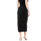 Black Cotton Midi Skirt