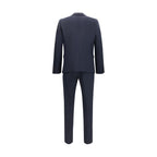 Blue Fleece Wool Two-Piece Suit