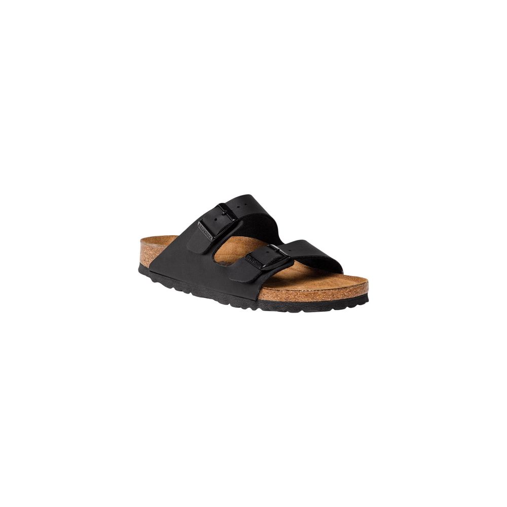 Black Synthetic Flat Sandals