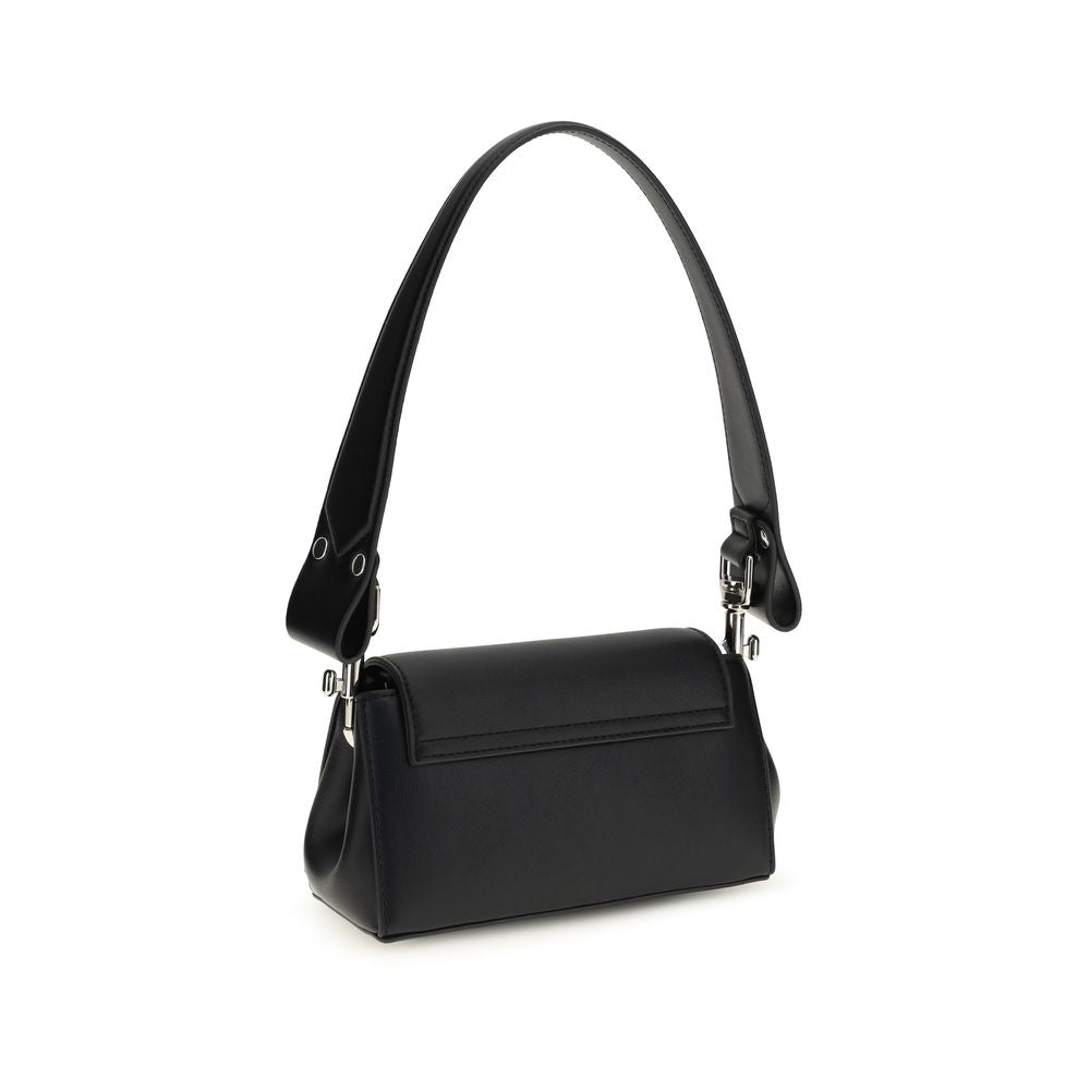 Black Polyurethane Shoulder Bag