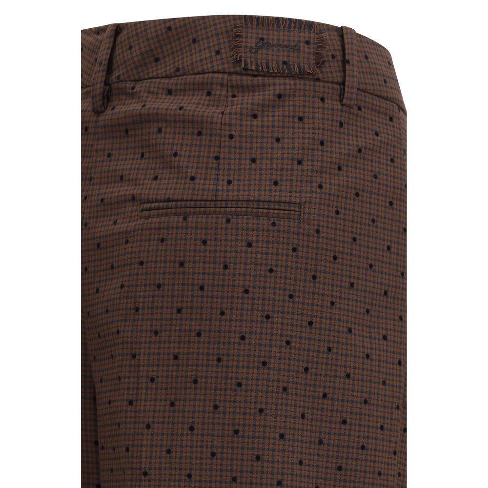 Brown Elastane Casual Pants