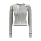 Gray Cotton Long Sleeve T-Shirt