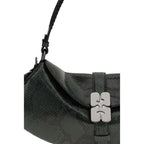 Blue Recycled Leather Shoulder Bag