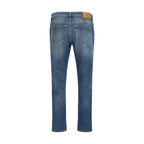 Blue Cotton Tapered Jeans