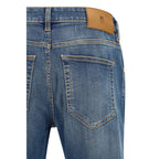 Blue Cotton Tapered Jeans