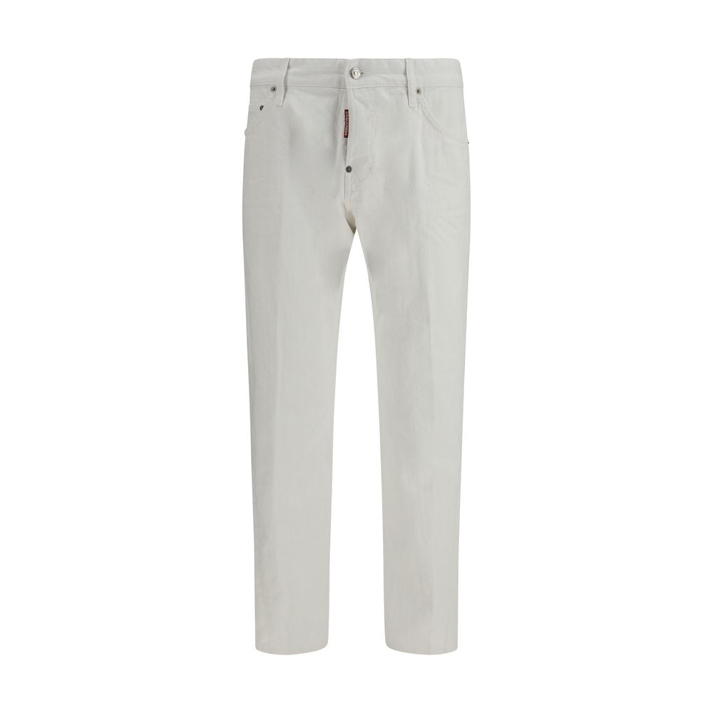 White Cotton Slim Fit Jeans