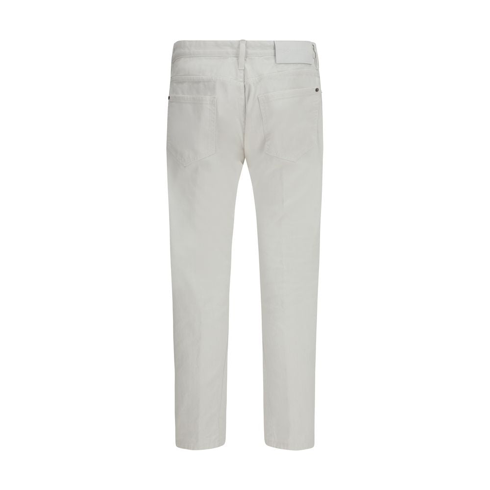 White Cotton Slim Fit Jeans
