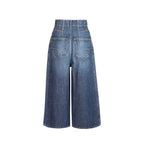 Blue Cotton High-Waisted Jean