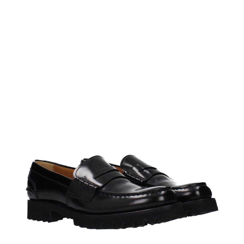 Black Leather Slip-On Loafers
