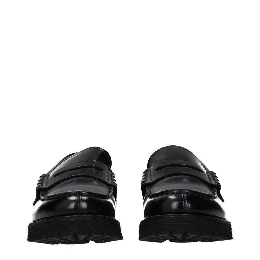 Black Leather Slip-On Loafers