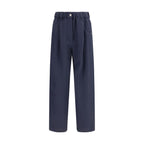 Blue Viscose Casual Pants