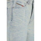 Blue Cotton Straight-Leg Jeans
