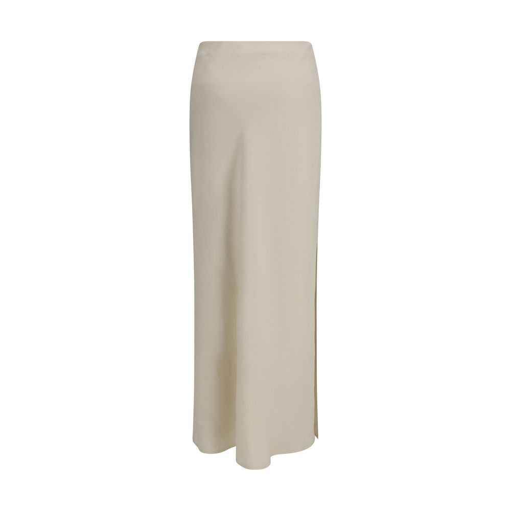 Beige Viscose Long Skirt