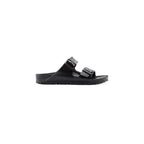 Black Polyester Flat Sandals