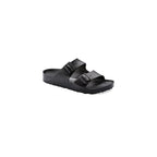 Black Polyester Flat Sandals