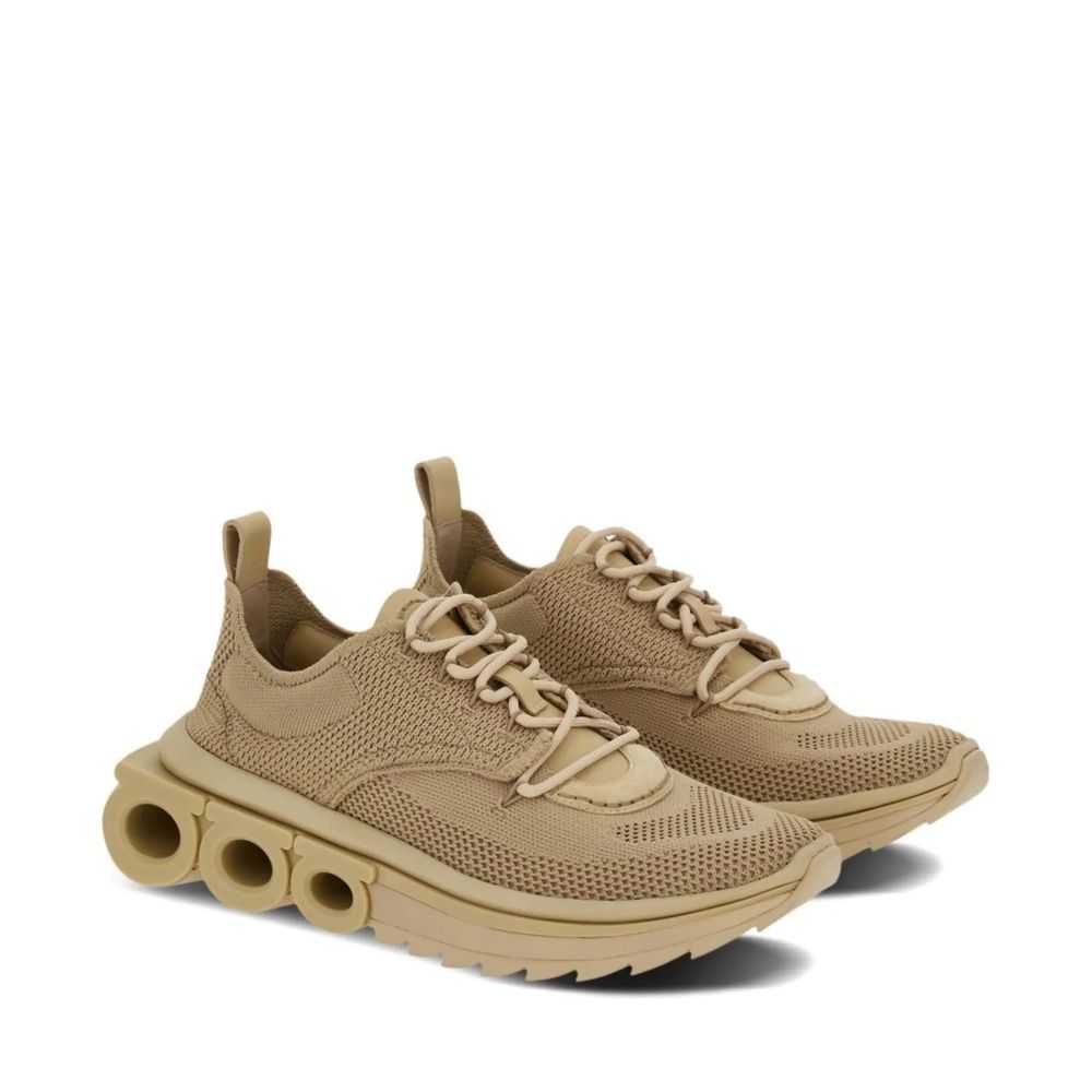 Beige Fabric Athletic Sneakers
